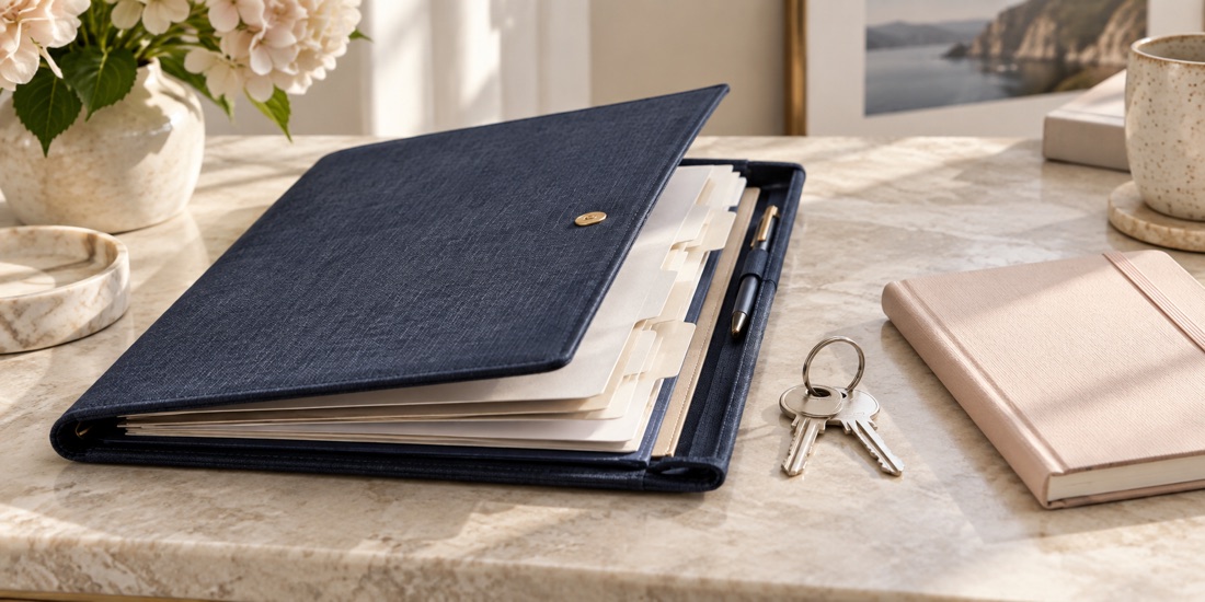 Property research materials arranged for review